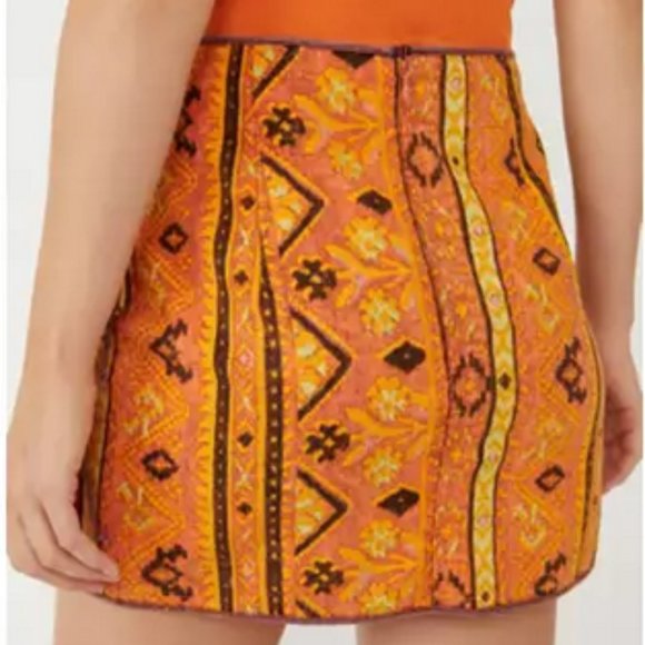 Free People Cleo Wrap Skirt in Rust Combo Size 6 - Picture 2 of 11